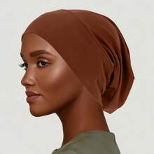YPGVUO 1PC Solid Color Hijab Undercap, Soft Stretch Elastic Inner Cap, Wrinkle Back Design Headscarf Base Cap For Daily Wear & Ramadan(Runs Large) - A - View 15