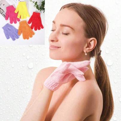 1/5 Set Of Exfoliating Bath Gloves, Double-Sided Exfoliating Gloves, Suitable For Hydrotherapy, Massage, And Body Scrub, Shower Accessories, Daily Cleaning And Hygiene Maintenance, Color Random