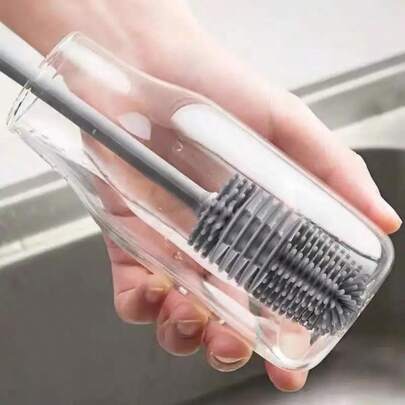1/3pcs Long-Handled Silicone Bottle Brush - Reaches Every Corner For Thorough Cleaning