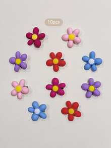 10pcs Colorful Flower Hair Clips, Sweet Style Hair Accessories Suitable For Daily Wear - Multicolor - View 6