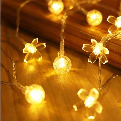 1pc 1.5M 10LED/3M 20LED Crystal Bubble Cherry Blossom String Lights - Floral Party Decor, Home Decor Room Decor Bedroom Decor For Birthday, Wedding, Bedroom Flower Photoshoot Prop, Mother's Day Atmosphere Light, Wedding Decor Birthday Decor Fairy Lights Decor