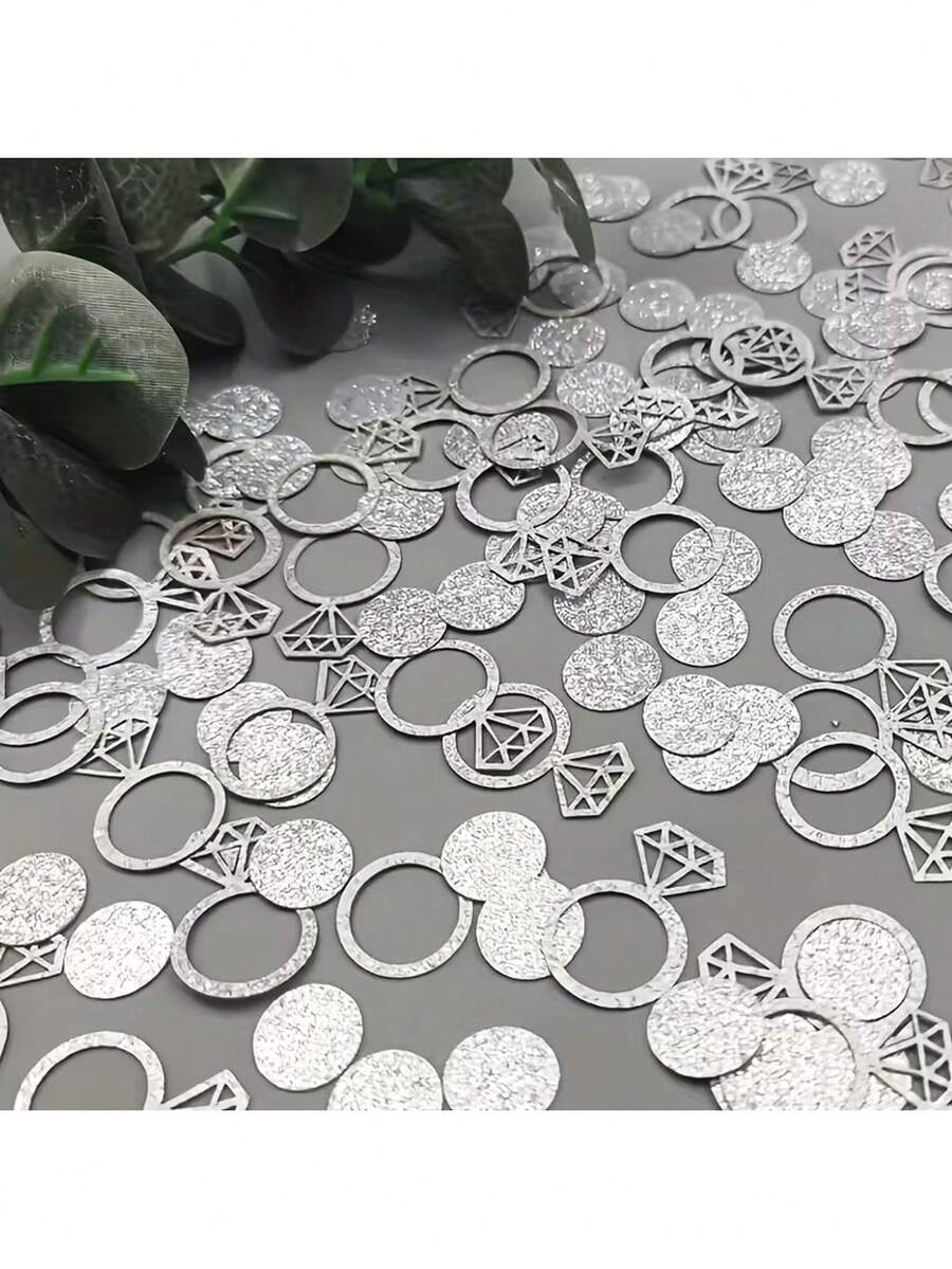 100 hạt kim tuyến hình nhẫn kim cương, thích hợp trang trí lễ cưới, tiệc cô dâu và tiệc đính hôn, tạo điểm nhấn lấp lánh cho các sự kiện và lễ kỷ niệm. - Nhiều màu - Xem 1