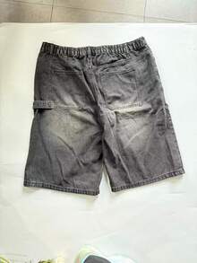Plus Size Men's Casual Denim Shorts - Dark Grey - View 9