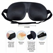 1个装春夏3D遮光睡眠眼罩，户外午睡眼罩，缓解疲劳轻便眼罩 - 黑色-1pc - 查看 7