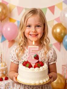 1 pieza Vela de cumpleaños con número ritual, vela decorativa de fresa para pastel, vela con número de purpurina rosa 0-9, adecuada para pastel de cumpleaños, fiesta grande de vacaciones, adecuada para hombres y mujeres - Rosa - Ver 8