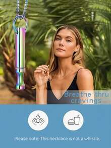 1件 幻彩紫色尖头冥想呼吸项链 - 男士减压饰品，舒缓心灵的礼物，耐用透明心理饰品，简约链条设计，抛光表面（款式随机发货） - 彩色 - 查看 4