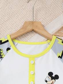 Disney 2 pièces Set : T-shirt sans manches et polyvalent avec Mickey Mouse et short pour garçons pré-adolescents, tenue confortable pour garçons, convient pour le port quotidien casual, intérieur, extérieur, voyage et vacances en été - Blanc - Voir 7