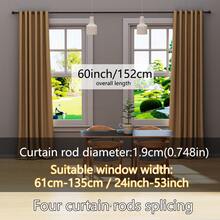 0.748 Inch Metal Curtain Rod/Roman Rod, Max Length 45inch-147inch, Adjustable Length, Fits 1m, 2m, 3 Meters Window Curtain Rod Track Set, Can Be Used As/Shade Rod/Sheer Curtain Rod/Shower Curtain Rod, Wall Mounted Installation, Modern Classic Decor Style - Multicolor - View 13