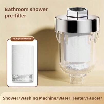 1/2英寸通用型净水器前置过滤器，带可更换滤芯，多级沉淀物过滤PP棉滤芯，高出水量，适用于淋浴喷头清洗机