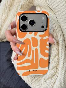 1个橙色不对称波浪纹手机壳，适用于 17 Pro Max，也适用于 16 Pro Max、15 Pro Max、14 Pro Max，韩版时尚趣味手机壳，兼容11/12/13/14/15/16 Pro Max Plus，优雅设计男女皆宜，是圣诞节、情人节、复活节、婚礼季和生日送给女友的理想礼物 - 橘色 - 查看 5