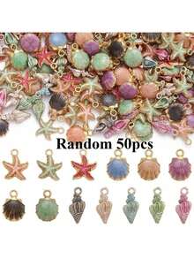 30/50/80/100个锌合金珐琅海洋海星和贝壳吊坠 - DIY珠宝制作吊坠 - 海星海螺貝殼 - 查看 17