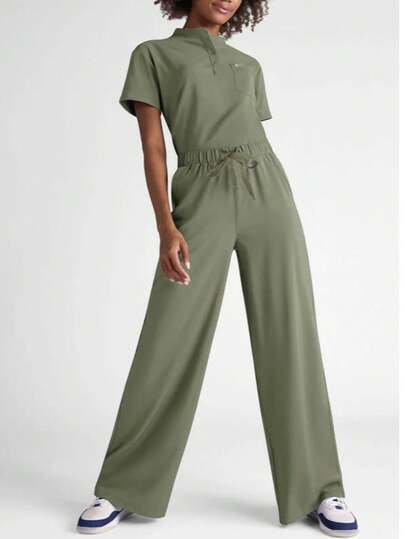 Solid Color Multi-Pocket Pants, Women's Fashion Commuter Loose Trousers, Wide Leg Casual Outdoor Comfortable Pants