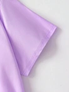 大码女式休闲日常通勤时尚街头卡通字母棋盘格印花宽松T恤，适合夏季度假、海滩、节日、春季、情人节、狂欢节、母亲节礼物；适合日常穿着、外出、节日、海滩、派对、生日、聚会、学校、音乐节、女士夏季服装、女士节日服装 - 淡紫色 - 查看 3