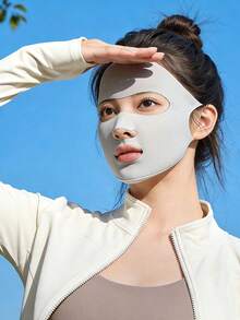 1pc Women's Sunscreen Face Mask, Summer Ice Silk Full Face UV Protection Mask, Breathable Golf Running Sports Mouth-Exposed Mask - Multicolor - View 3