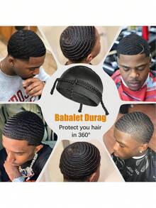 360°波浪帽，透气压缩帽，男士弹性睡眠护发帽（1个），适合编发造型 - 多色 - 查看 4