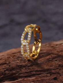 1 chiếc nhẫn bạc 925 cổ điển, thanh lịch, khảm đá Zirconia siêu nhỏ, tinh tế và độc đáo, hoàn hảo cho phụ nữ đeo đi dự tiệc và dạ hội, được chế tác tỉ mỉ, là món quà kỷ niệm lý tưởng dành cho bạn gái. - Vàng - Xem 4