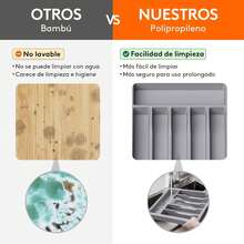 Kitchen Knife Drawer Organizer, Expandable Adjustable Cutlery Rack, Non-Slip Knife And Fork Tray, 6-8 Compartment Design, Dimensions 22.4 X 15 X 11.3 Inches, Multi-Functional Utensil Storage, Suitable For Cosmetics, Office Supplies, And Tableware - Xám - Xem 2