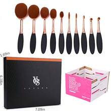 Yoseng Makeup Brush Set of 10Pcs New Fashionable Super Soft Professional Oval Toothbrush Foundation Contour Powder Blush Conceler Eyeliner Blending Brush Cosmetic Brushes Tool Set with Box Rose Gold - Dorado - Ver 6