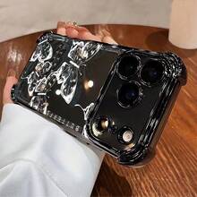 1pc New Minimalist Butterfly Electroplated Airbag Anti-Drop/Thickened Transparent TPU Protective Case Suitable Compatible With Apple 17 Pro Max/16 Pro Max/16 Pro/16/13 Pro Max/12 Pro Max 11, 15 Pro Max, 14 Pro Max/Galaxy, SAM/Honor/Note 13 Pro/S23 Ultra/S24 Ultra/S25/A56 Protective Cover - Black - View 3