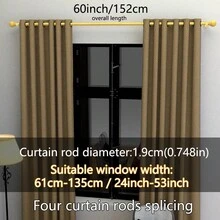 0.748 Inch Metal Curtain Rod/Roman Rod, Max Length 45inch-147inch, Adjustable Length, Fits 1m, 2m, 3 Meters Window Curtain Rod Track Set, Can Be Used As/Shade Rod/Sheer Curtain Rod/Shower Curtain Rod, Wall Mounted Installation, Modern Classic Decor Style - Multicolor - View 27