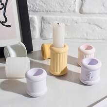 1pc Smooth Cylinder Aromatherapy Candle Holder Mold, Four-Leaf Clover Candle Base Mold, Resin Casting Mold For DIY - Mold - View 1