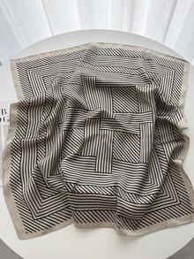 1条简约印花70厘米方形围巾，新款春季女士头巾，多功能腰带、头巾、时尚领巾 - 彩色 - 查看 3