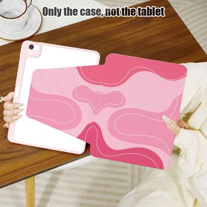 1个不规则波纹图案翻盖式桌面保护套，带笔槽、360°旋转支架、自动休眠/唤醒功能，兼容三星A9/A9+/S9/S9FE/A11/A11+/S11/S10 FE/S10 FE+/S10 Lite等热门机型，也适用于苹果Air 5/6、荣耀等品牌手机，适合作为返校季、情人节、节日礼物。