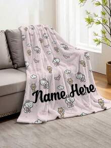 SANRIO 1pc Hello Kitty Themed Blanket - Customizable Personalized Name, Pink Main Color, Decorated With Hearts And Hello Kitty Text, Cute And Sweet Style - Soft And Comfortable, Suitable For Sofa, Bed, Office Nap - All-Season Comfortable Blanket, Home Gift, Birthday Gift, Christmas Gift, Personalized Gift. - Multicolor - View 11
