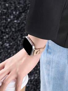 1件女款皮革錶帶，配馬蹄形扣環，適用於華為智慧手錶/手環 Fit 1/Fit 2/Fit 3/Fit 4/Fit 4Pro/Fit 5/Fit 5Pro 腕帶 - 杏色 - 查看 3