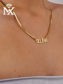 A Personalized English Name Necklace, Customized Name Jewelry Gift, Suitable For Her, Anniversary And Valentine's Day Gifts - Yellow Gold - View 4