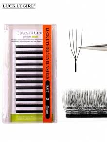 12 Rows 0.07 D 4D U-Shape Eyelash Extensions, Premium U-YY Lashes, Lash Tech Supplies,Soft & Fluffy Premade Fans Lash Clusters, False Eyelashes - D - View 15