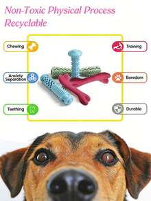 狗狗磨牙玩具、橡胶骨头磨牙棒、幼犬磨牙及娱乐宠物用品 - 彩色 - 查看 3
