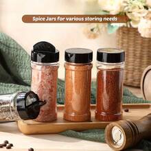6pcs, Storage Containers, 3.5OZ Leakproof Seasoning Containers With Black Screw Lids, Portable Empty Clear Spice Sealing Jars For Spice, Powder, Chili And Salt, Kitchen Organizer And Storage, Kitchen Accessories - Multicolor - View 4