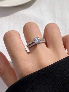 1pc 925 Sterling Silver Four-Claw Open Ring, Daily Commute Accessory, High-Quality Women's Ring, Exquisite Jewelry Gift - Four Claw Open Ring - View 6