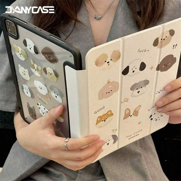 DANYCASE Dog Pattern Protective Case, Compatible With IPad A16, Air 11/13, M3 2025, Mini 7, A17, Pro 2024, Air 11/13, M2 2024, Pro 11/13, M4 2024, Mini 6, Pro 11, 7/8/9th Gen 10.2 Inch, Air 4, Air 5 10.9 Inch, 10th Gen Pro 12.9 Inch.