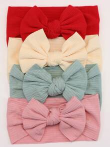 Set de 5 diademas elásticas suaves con moño para bebés niñas recién nacidas, accesorios para el cabello de estilo diario, regalo para niñas de 0 a 3 años - Multicolor 5 piezas-C4 - Ver 3