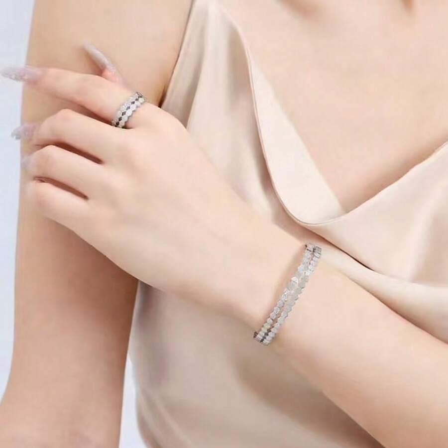 1 Bộ vòng tay và nhẫn hình tổ ong có thể điều chỉnh - Nhiều màu - Xem 1