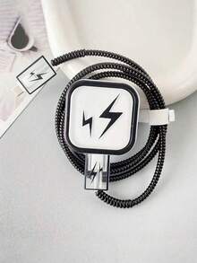 5件套Lightning数据线保护套，TPU充电器适配器保护套套装，兼容 17/40W快充 - 無色 - 查看 1