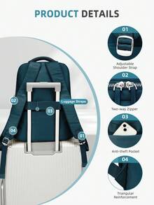 Ba lô đựng laptop dành cho nữ, phù hợp với laptop 14/15 inch, túi xách thời trang chống nước, nhẹ, lý tưởng cho du lịch, công sở, giáo viên, y tá, có ngăn đựng máy tính, ba lô thời trang cho nữ và bé gái, ba lô đi học cho bé gái. Phiên bản mới và cũ sẽ được giao ngẫu nhiên. - Màu xanh ngọc - Xem 7