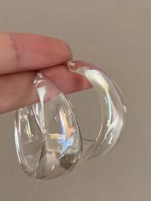 1 Pair Fashionable French Retro Minimalist Elegant Niche Ins-Style Hoop Earrings For Women - Multicolor - View 6