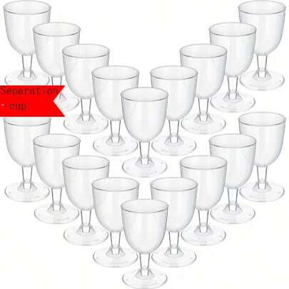 High-End Transparent Stemware, 1/2/4/6/10/15/20/25/30/50/60pcs, Party Cups, Wedding/Birthday Decorations, Handled Cups, Holiday Drinkware, Durable, Reusable Options, Champagne Flutes, Party Hosting, Catering