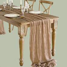 (22 Candy Color Party Table Runner) Rectangular Cheese Cloth Table Runner, Bohemian Gauze Cheese Cloth Table Cloth, Transparent Tablecloth, Suitable For Wedding, Birthday Or Holiday Party Cake Table Decor, Romantic Banquet Table Decor Table Runner, Party Table Cloth For Indoor And Outdoor - Camel - View 7