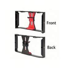 1pc 3-Cold Shoe Smartphone Stabilizer - Anti-Shake Handheld Holder | Lightweight ABS Material With Microphone/Fill Light Slot And 1/4" Interface, Suitable For Live Streaming And Vlogging - Black - View 5