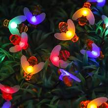 Solar Powered LED String Lights, 8 Modes Waterproof Outdoor Fairy Lights For Garden Patio Party Holiday Decor Warm White & Multi Color - Solar-powered Little Bee - View 10