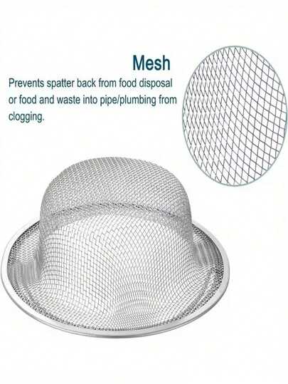 1个/2个/4个装不锈钢水槽滤网 - 防锈，网状过滤，适用于厨房和浴室水槽，201不锈钢材质，轻松防止堵塞，非常适合沥干蔬菜和水果残渣，11件节日主题水槽配件，防锈设计，高品质金属滤网，家居清洁