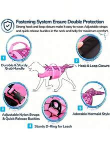 Shark Mermaid Pet Life Jacket, Dog Swimming Clothes, Dog Summer Swimwear - Multicolor - View 6