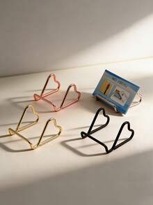 Heart-Shaped Metal Phone Stand, Multifunctional Universal Irregular Phone Holder, Sturdy And Durable, Business Card/Card Display Stand, Hands-Free Slouchy Viewing Stand For Streaming, Video Calls, And Desktop Aesthetics - Multicolor - View 4