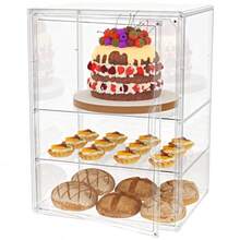 Panera para Pan Transparente Vitrina Exhibidor para Modelización Caja Acrilico Exhibicion para Panadería Panera Hermetica con Compartimento Exhibidor de Pan Acrilico Apto para donas y pasteles - Transparente - Ver 7