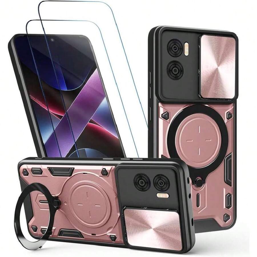 Funda para Moto E22 y E22i 4G Capa Case - con Protector de Pantalla y Soporte de teléfono Incorporado - Rosa,42515164 - Verde militar - Ver 1