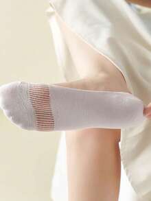 1/4/6双装女士隐形袜，透气网眼薄款船袜，夏季隐形防滑内衬平底袜 - 彩色 - 查看 4